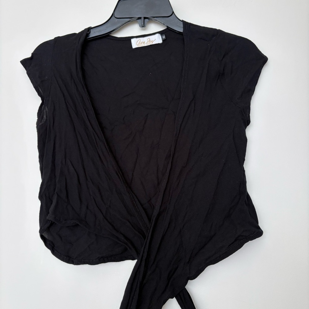 Ava Sky Chic Black Wrap Top
